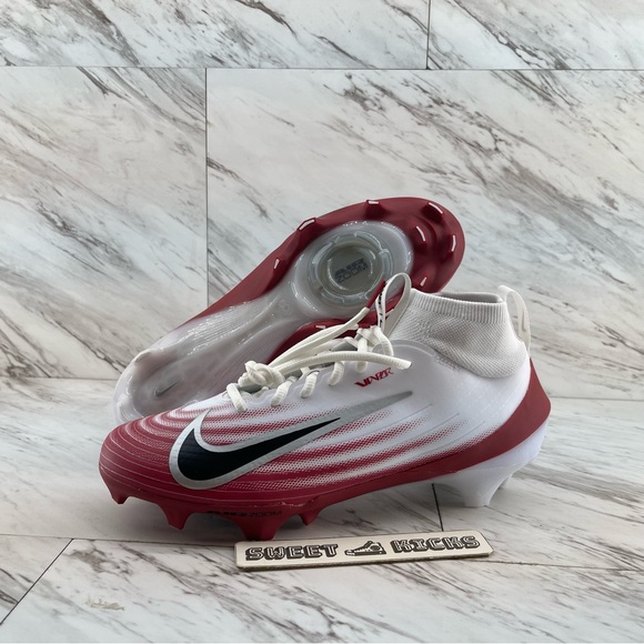 Men's Nike Air Zoom Vapor Pro 1 White Crimson Football Cleat - Picture 1 of 9